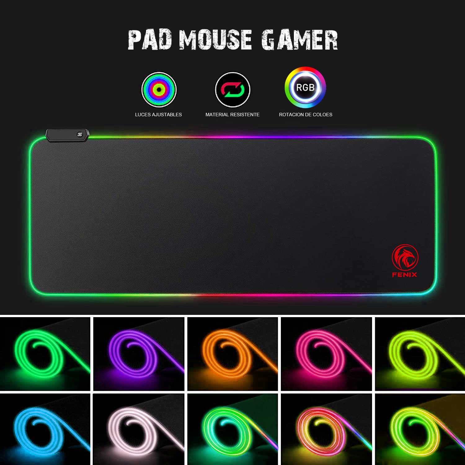 MOUSE PAD ENGOMADO RGB 30X80 (JL924) - Imagen 5